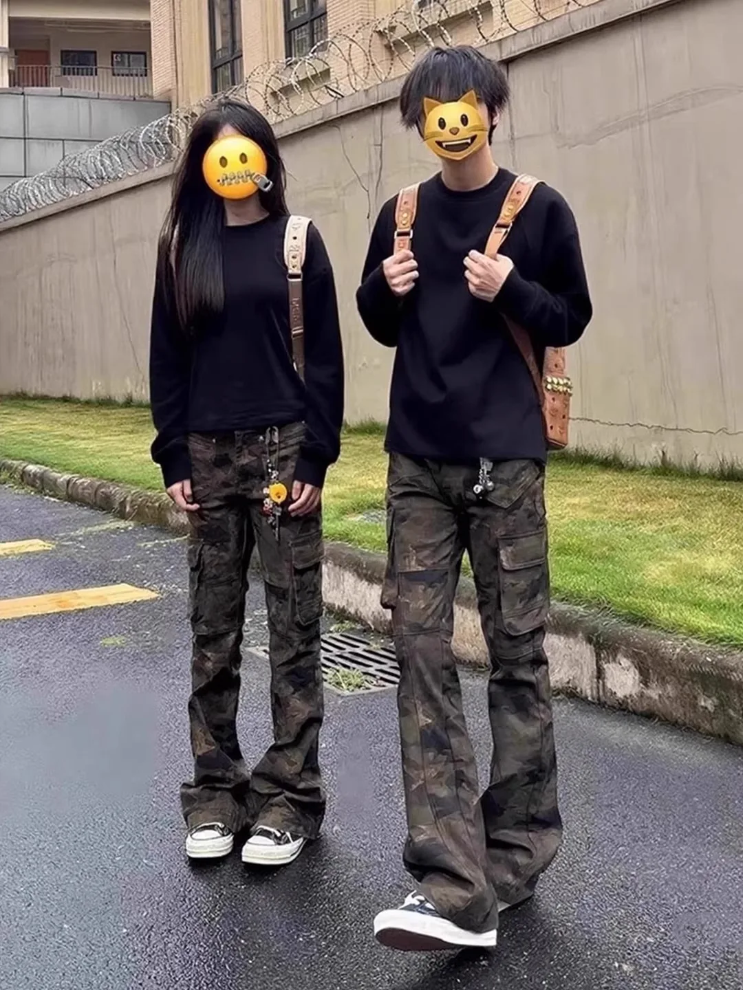 

Американские камуфляжные рабочие брюки High Street, мужские летние удлиняющие брюки со средней талией, прямые расклешенные джинсы Cleanfit, повседневные лоу...