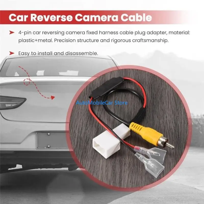 G8TE 4 PIN CAR CONNECTOR RADIOS احتياطيًا عكسيًا الكاميرا الاحتفاظ بأسلاك الأسلاك محول سد كبل سد كبلات سهلة. #5