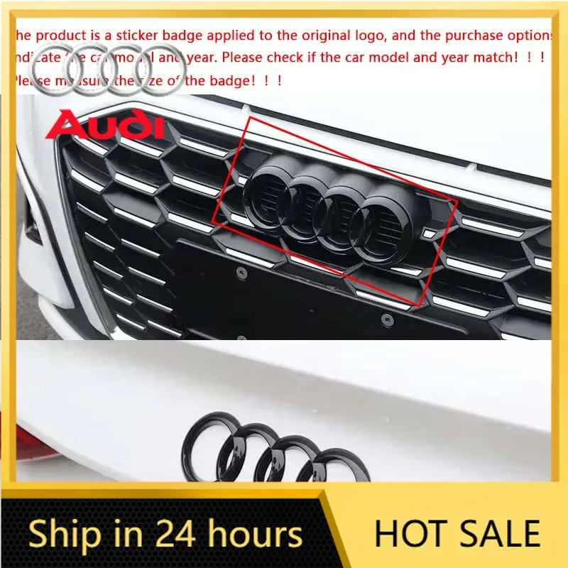 

2026 Hot For Audi 2Pcs For Audi A4 A3 A5 A6 A7 A8 Q3 Q5 Q7 Q8 Four Ring ABS Sticker Car Hood Front Bonnet Grill Emblem Rear Trun