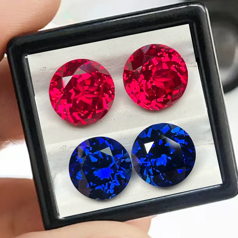 Pretty Red Ruby Sapphire Gem Round Cut Test Mohs Hardness Gem for Jewelry Making/Collection/Gift Stone