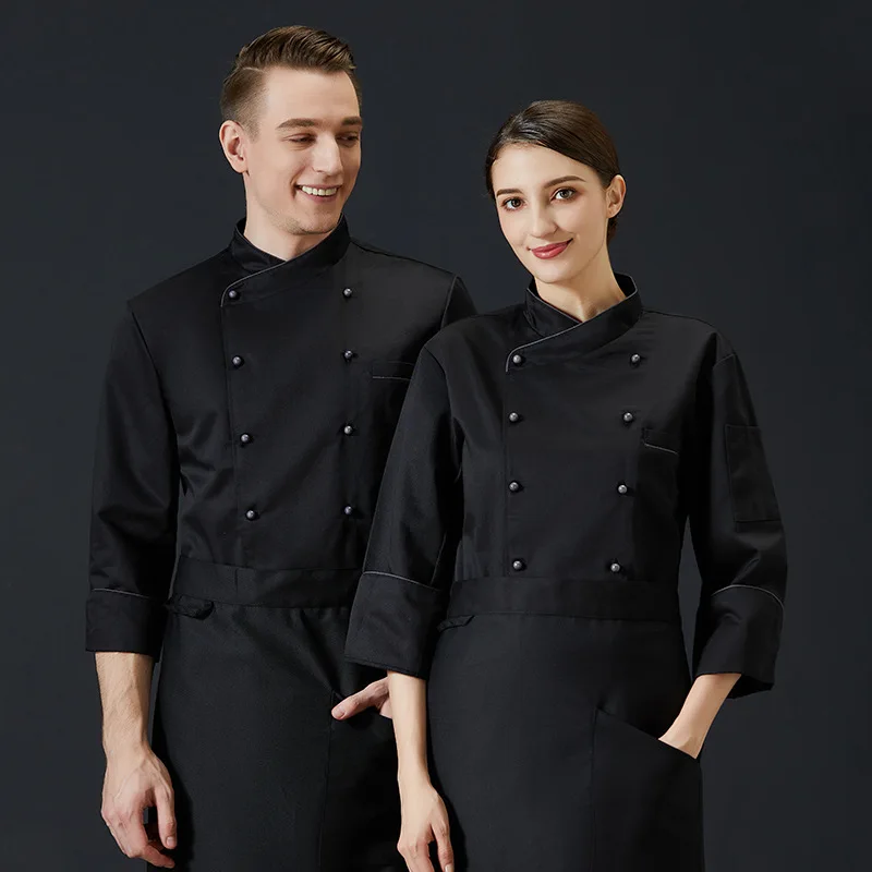 C312 Kitchen Restaurant Coat Cook Workwear Chef Uniform Waiter Shirt Double Breasted Chef Jacket Unisex Long Sleeve Overalls