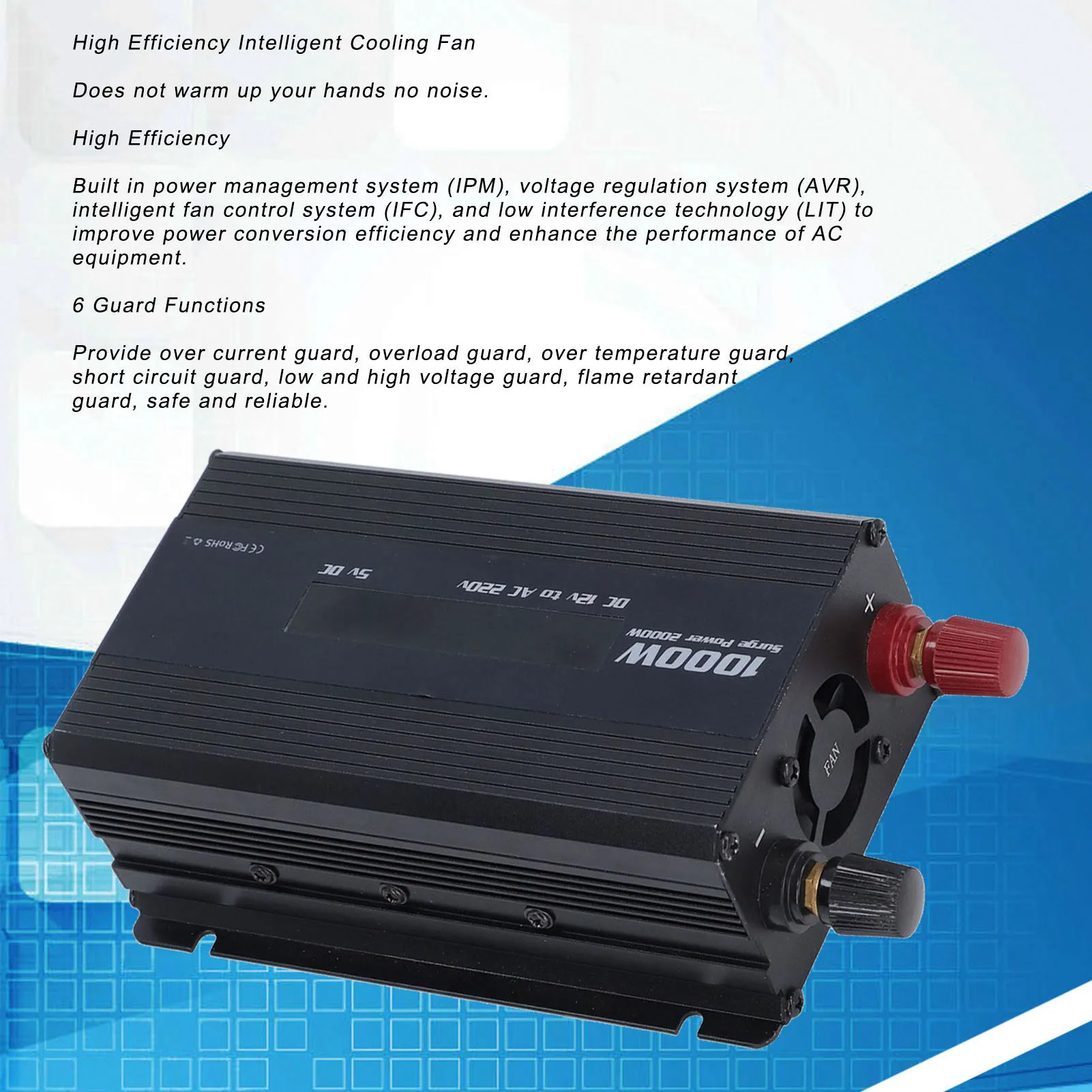 

Car Inverter Converter Power Inverter Car Plug Adapter Outlet Converter with USB Fast Charging and International Socket 1000W