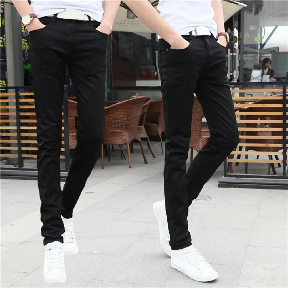 

Strong Denim Fabric Jeans Men's Slim Fit Zipper Jeans Summer Casual Denim Pencil Pants for Office School Travel High for Men