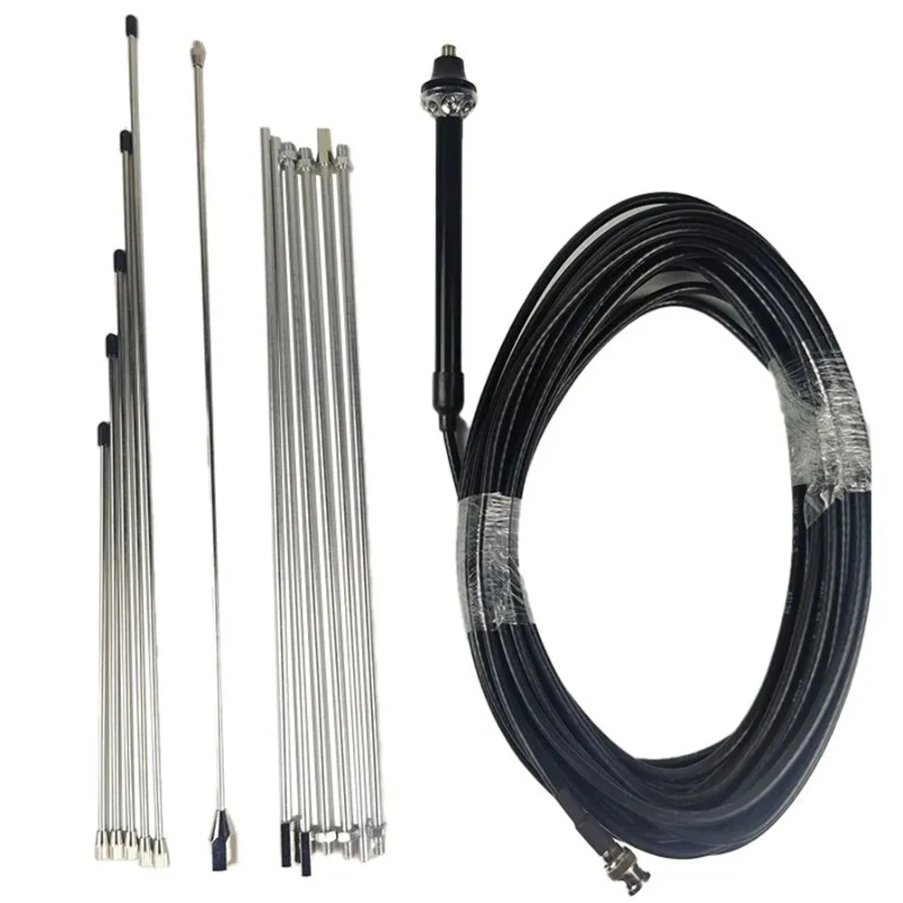 5W-100W FM Transmitter GP Antenna with BNC Connector and 15m Low-Loss Cable,1/4 Wave Length, Covering 88-108MHZ Band