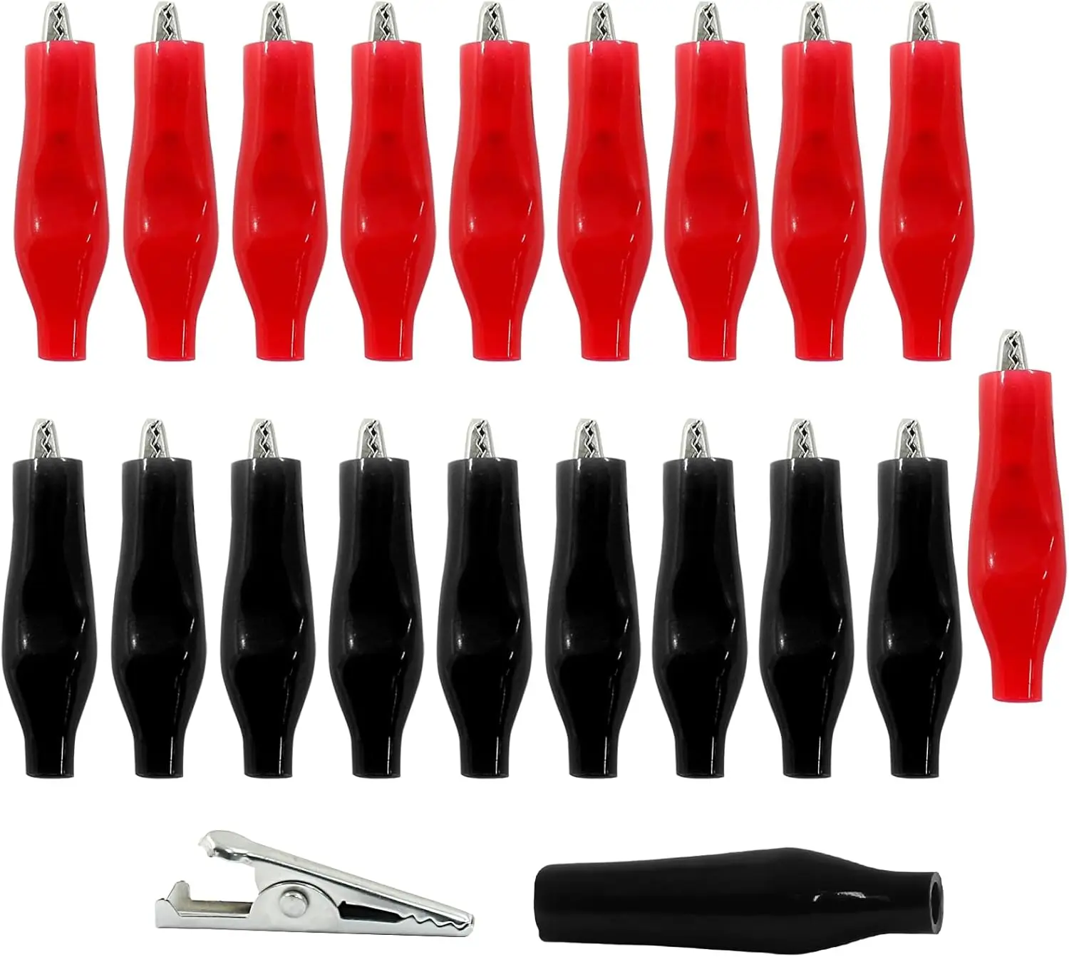 20pcs Metal Alligator Clip 28/35/45mm Crocodile Electrical Clamp Testing Probe Meter 28MM 35MM 45MM Black Red with Plastic Boot