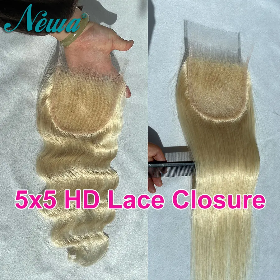 Newa Hair Skinlike 5x5 HD Lace Closure #613 Blonde Color Hair Straight 13x4 13x6 HD Lace Frontals Body Wave Invisible HD Lace