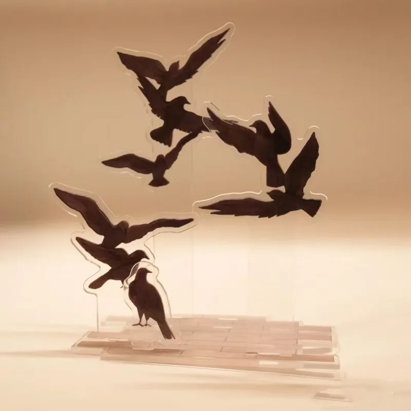 Acrylic Clapper Board Photo Frame Creative Design Mini Black Crow Figuines Computer Shaped Ogotocard Holder for 3 Inch Kpop Card