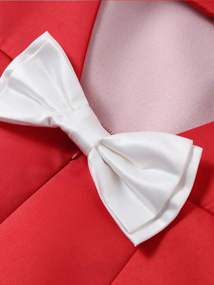 Elegant Bow Hallow Out Mini Dress Women Red O-neck Short Sleeve High Waist  A-line Dresses Female 2026 Fashion Party Evening Robe - AliExpress 200000345