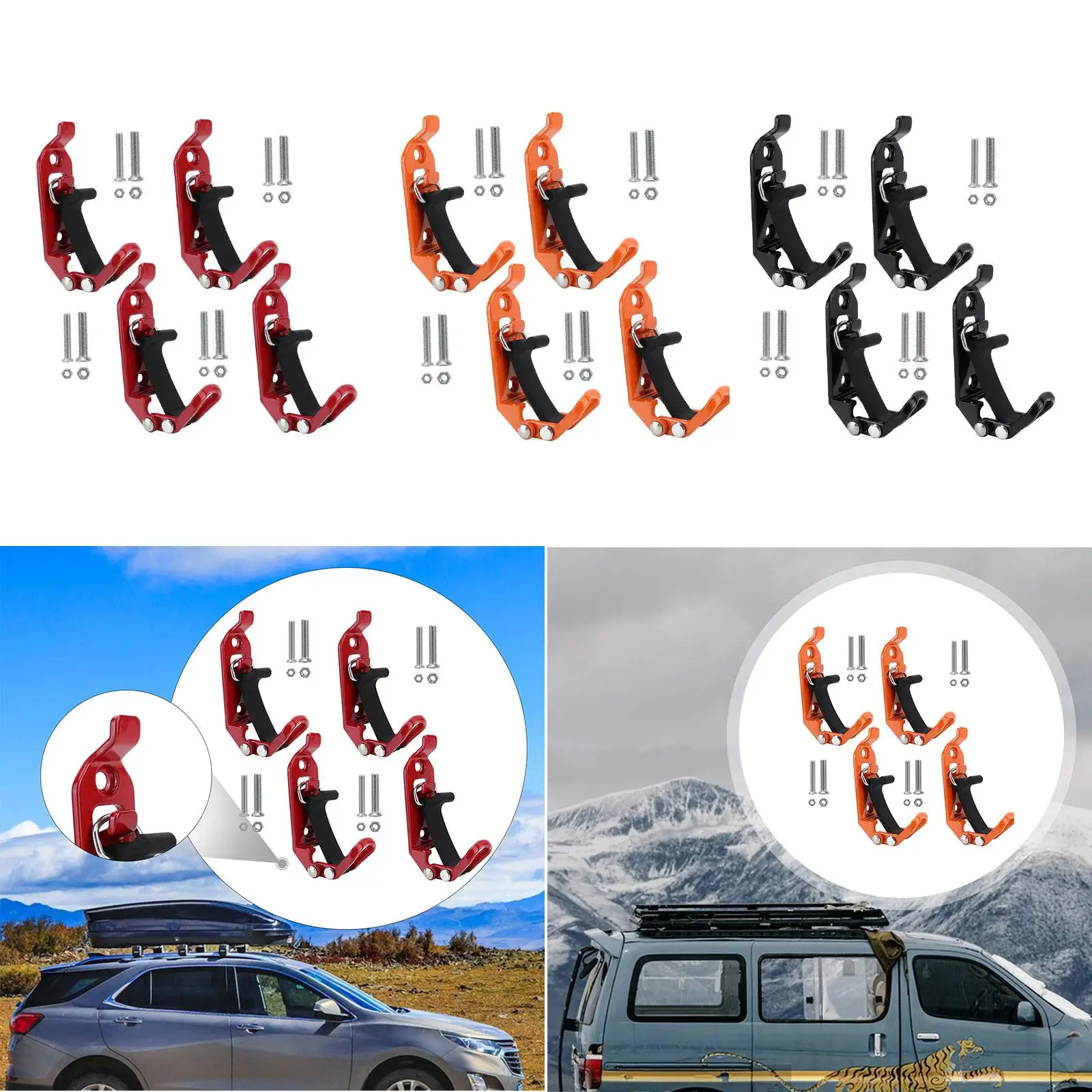 4x Shovels Holder for Truck Metal Rubber Clamps Lightweight Bracket Fixing Screws Truck Shovels Mounts for Roof Rack