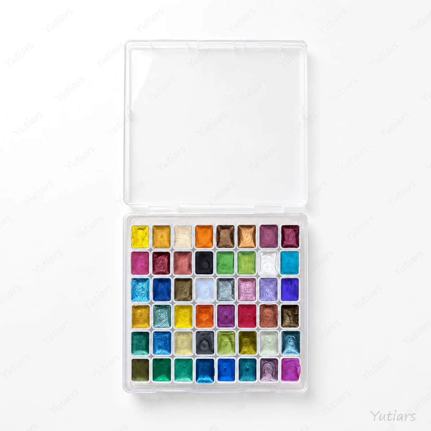 48 Colors Pearl Watercolor Paint Set Solid Pan Metallic Pigment Palette with Shimmer Effect for Artists Crafts Journaling