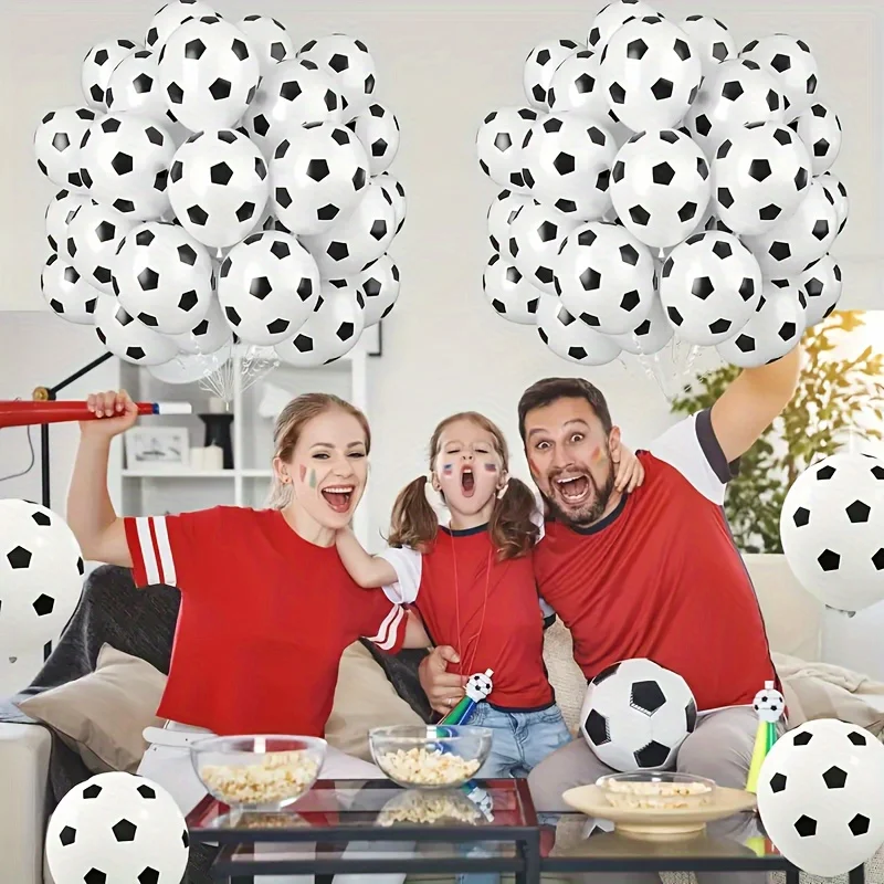 25 Stück Fußball-Latexballons - 30 cm Weiße Ovale Helium-Qualität für Kindergeburtstage & Sportthemen-Partys, Perfekt – Detail 2