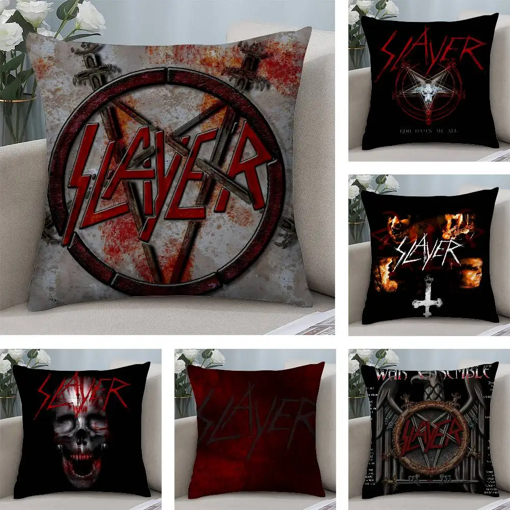 classic Band S-Slayer Pillow Case Square Double‑Sided Print Cushion Case For Sofa Home Bedchamber Decor Gift