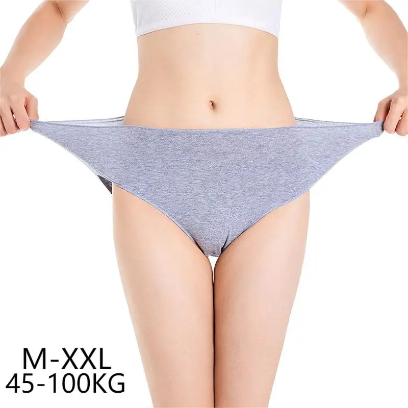 

1Pcs Large Size Underwear 40S Combed Cotton Panties For Women Seamless Panty Female Ladies Briefs Solid Color Underpants 100KG