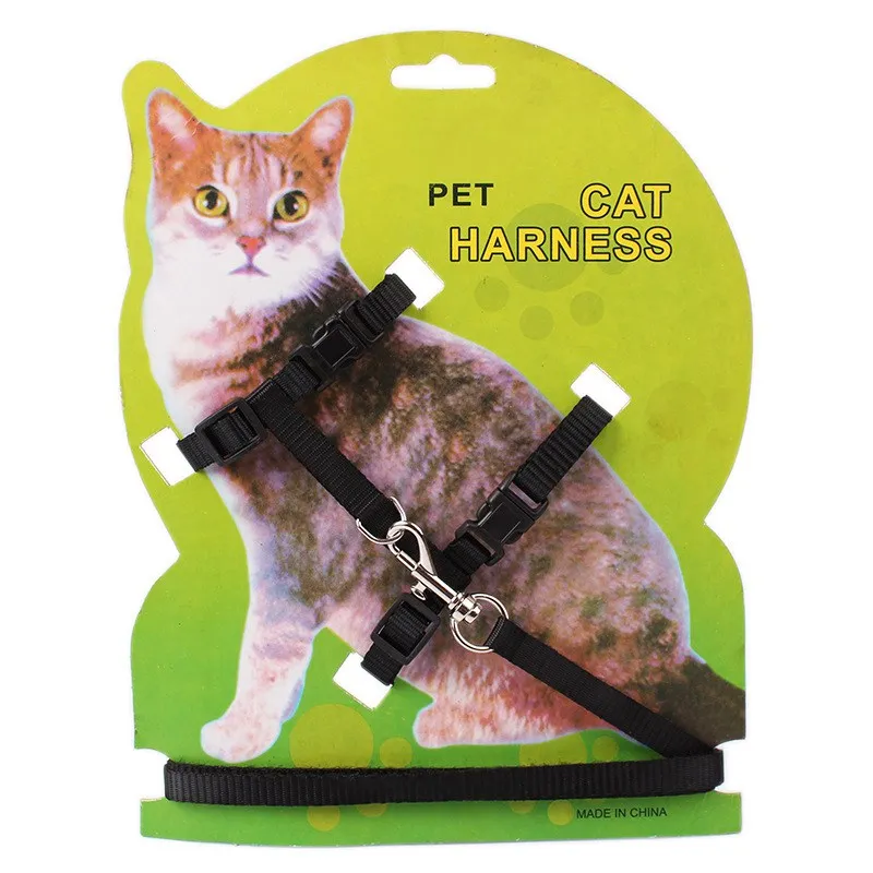 Escape-proof Small Dog Cat Collar Harness with Leash Set H Shape Choke Free Puppy Kitten Harness Soft Nylon Strap Collar for Pet