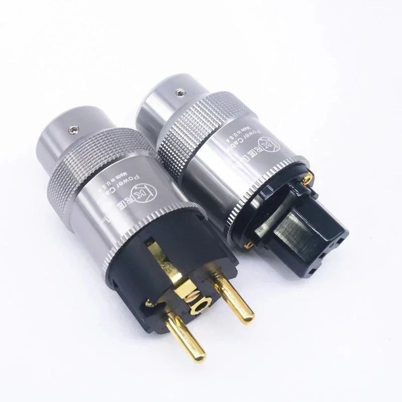 Hi-End 24k Gold Plated EU Power Plug IEC HiFi Audio AC Cord Connector For Audiophile DIY Mains Line