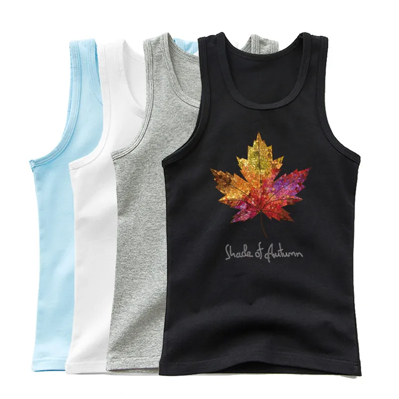 Maple Leaf Printed Vest for Kids 2024 Summer Fitness Sleeveless t-Shirt Boys Basketball Tank Top