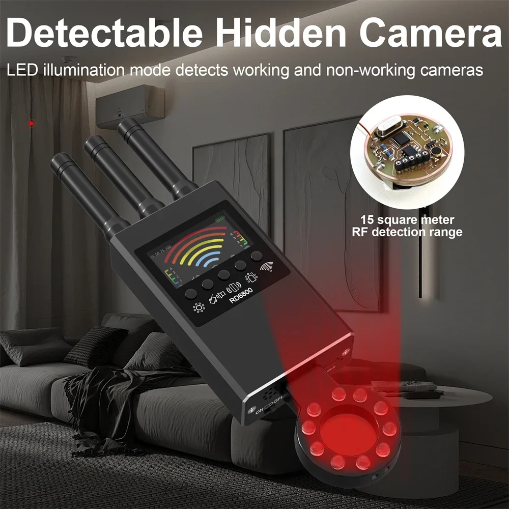 Newest Anti Spy Hidden Camera Detector RF Signal Wireless Camera Lens Bug GPS Tracker Magnetic GSM Device Scan Finder DR6800
