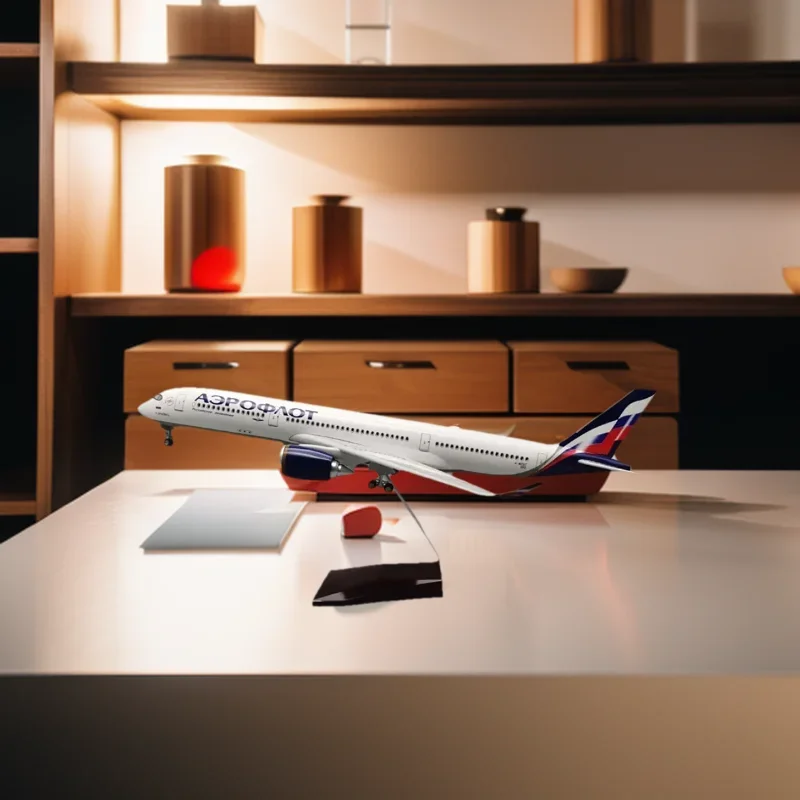 

A350 350 Aircraft Model Toy 47cm Russian Airlines Simulated Passenger Plane Model Collection Ornaments with Wheels