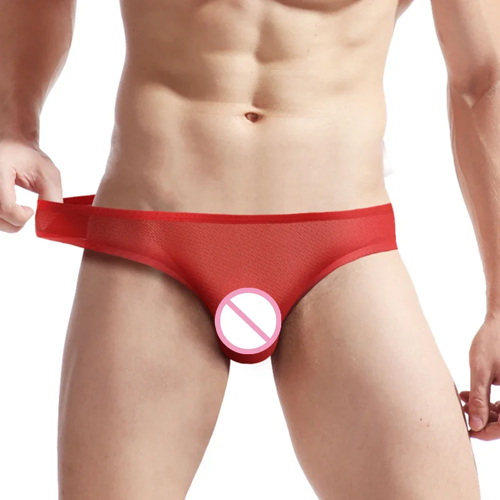 Sexy Men Briefs Ultra-thin Translucent Underpants Sheer Mesh Breathable Bikini Underwear Elasticity Comfortable Short Trunks