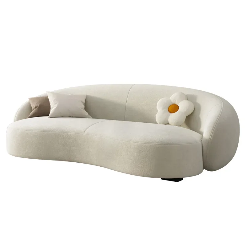 

Cream wind, curved fabric sofa, living room, small apartment, modern simple Internet celebrity lamb wool