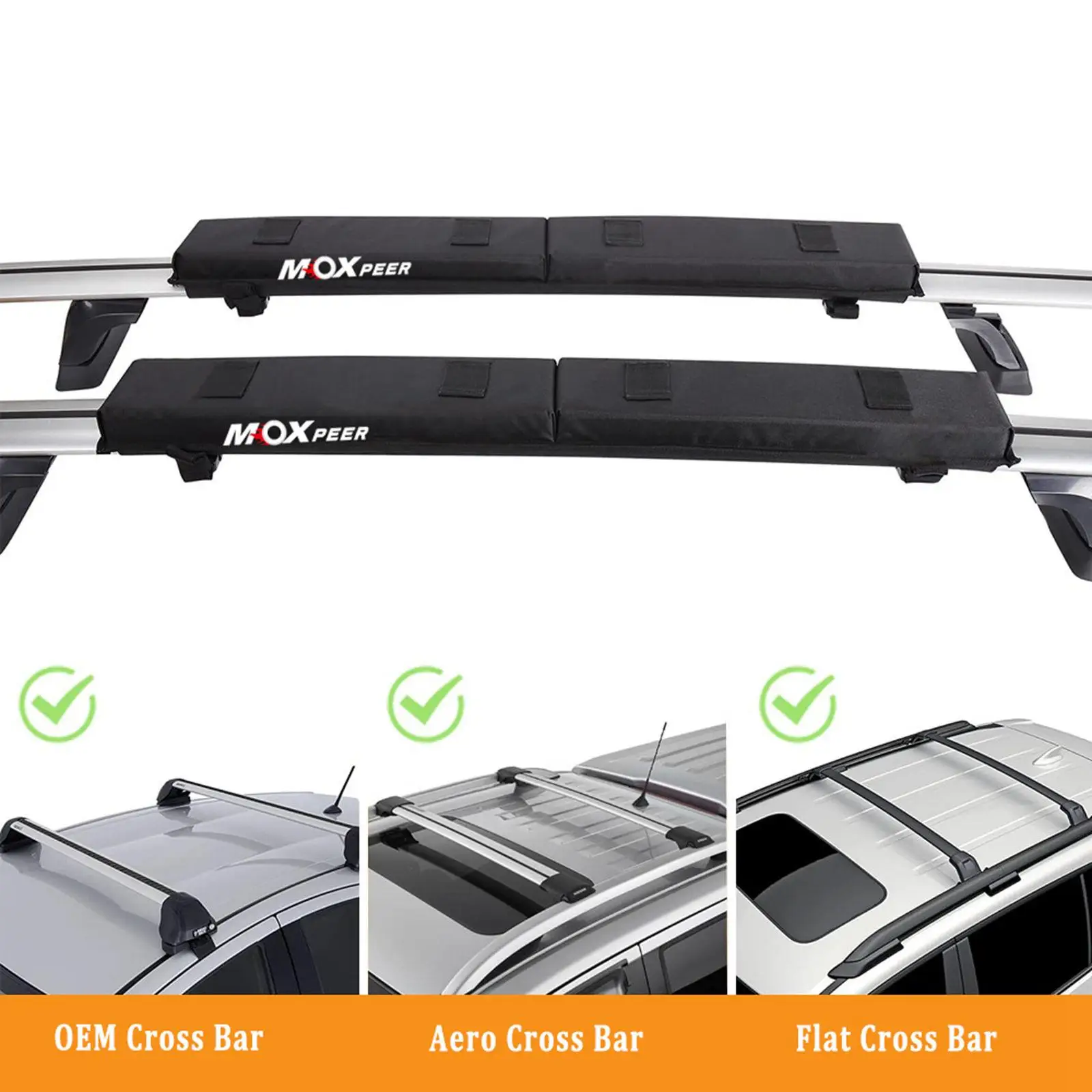 Car Soft Roof Rack Pads Set 2 Quick Loop Straps Luggage Carrier System