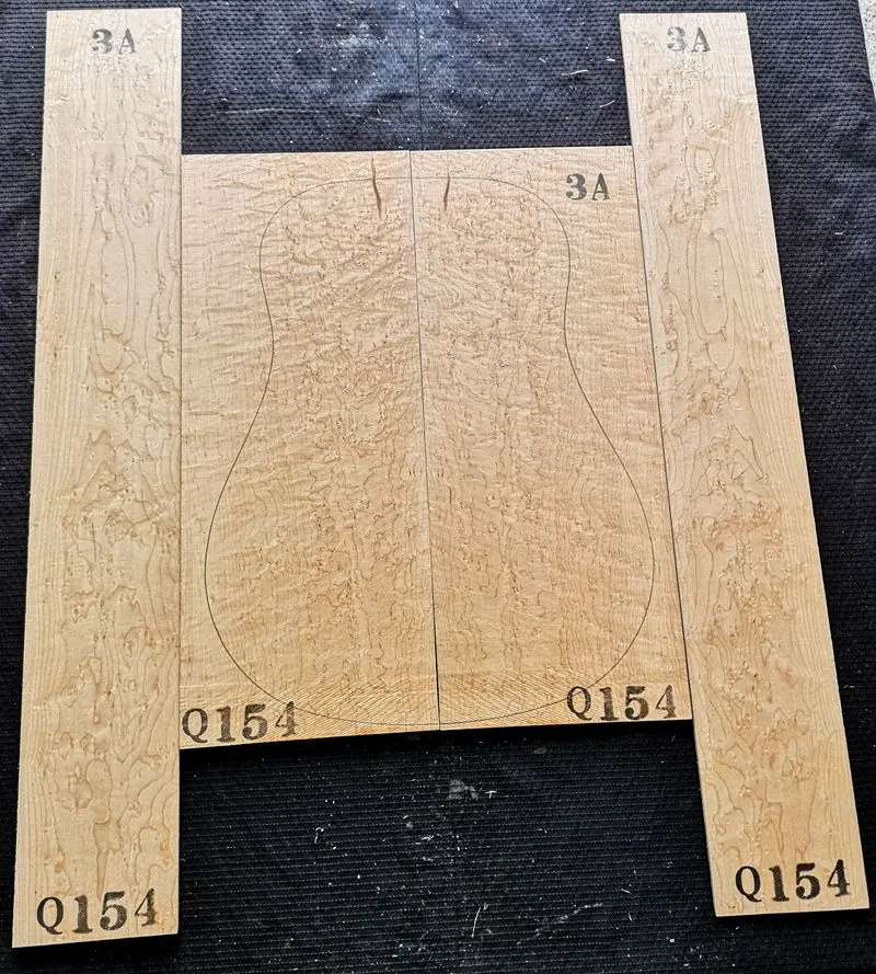 Folk 3a class wooden guitar North n sparrow eye maple back plate wool, guitar making materials DIY materials