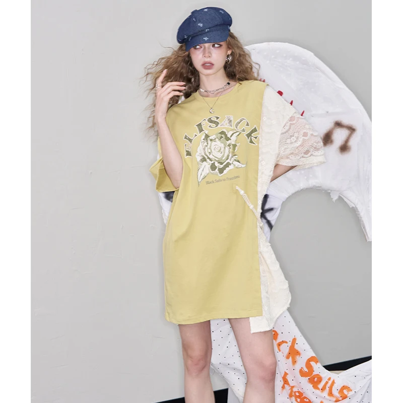 ELFSACK mignon dentelle graphique t-shirt conception tenue décontractée pour les femmes