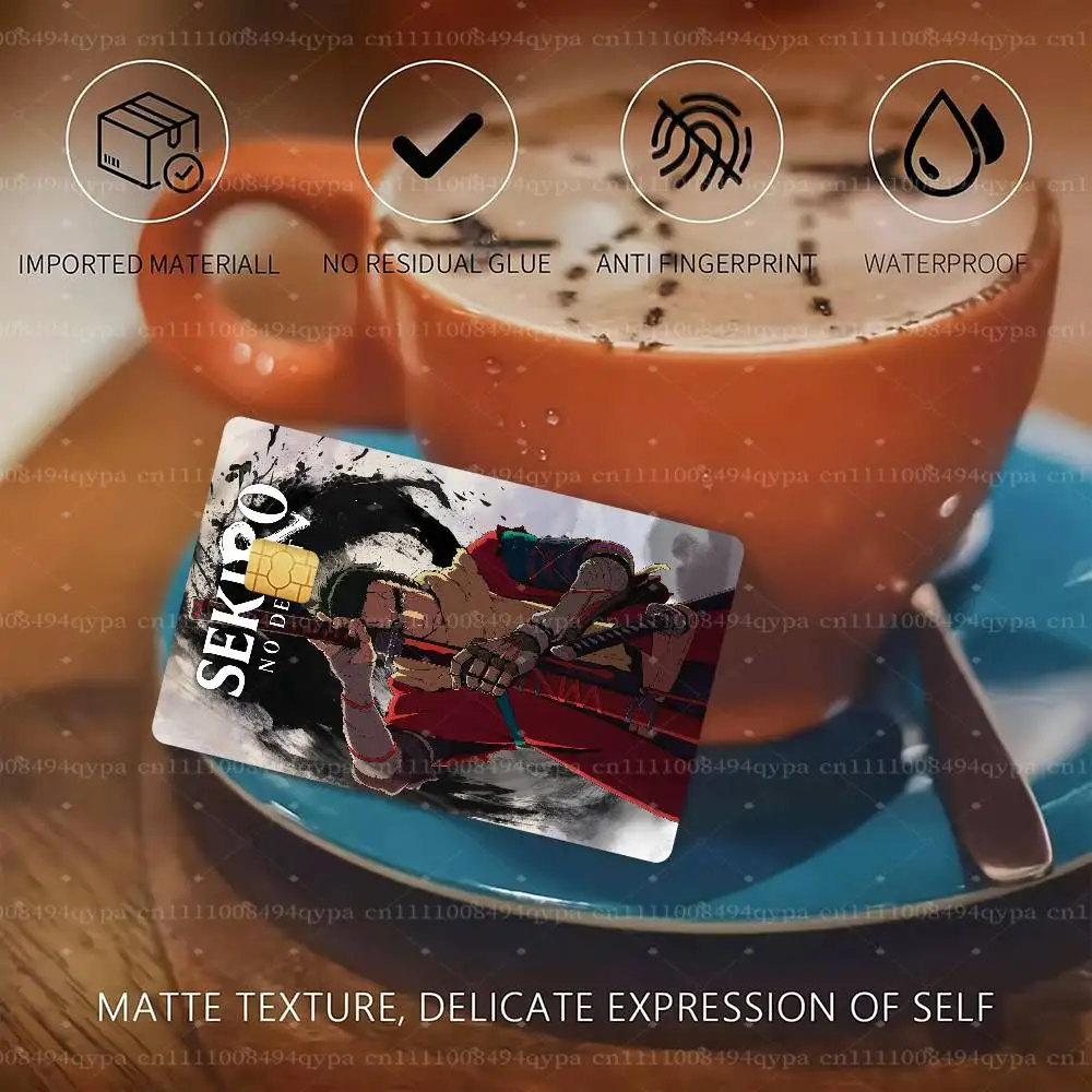 S-Sekiro No Defeat Card Skin Stickers, 4 Pack Waterproof PVC Decals for Debit, Bus Transit, Gift & Membership Cards