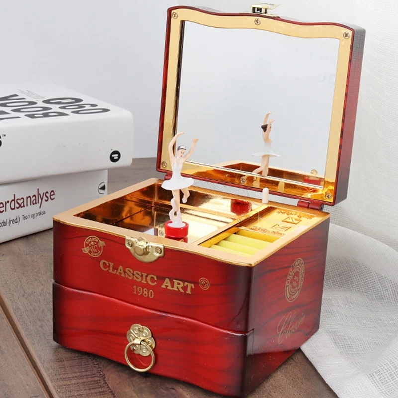 Customer Favorite Dancing Ballerina Music Box Plastic Jewellery Box Girls Carousel Hand Crank Music Box Mechanism Gift
