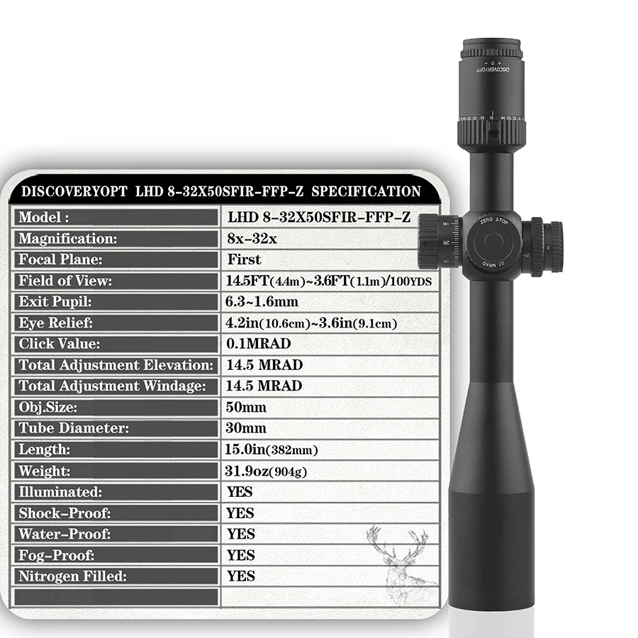 Imagem -03 - Descoberta-tactical Óptica Riflescope Caça Scopes Sniper Airsoft Visão Lhd 832x50sfir Ffp-z