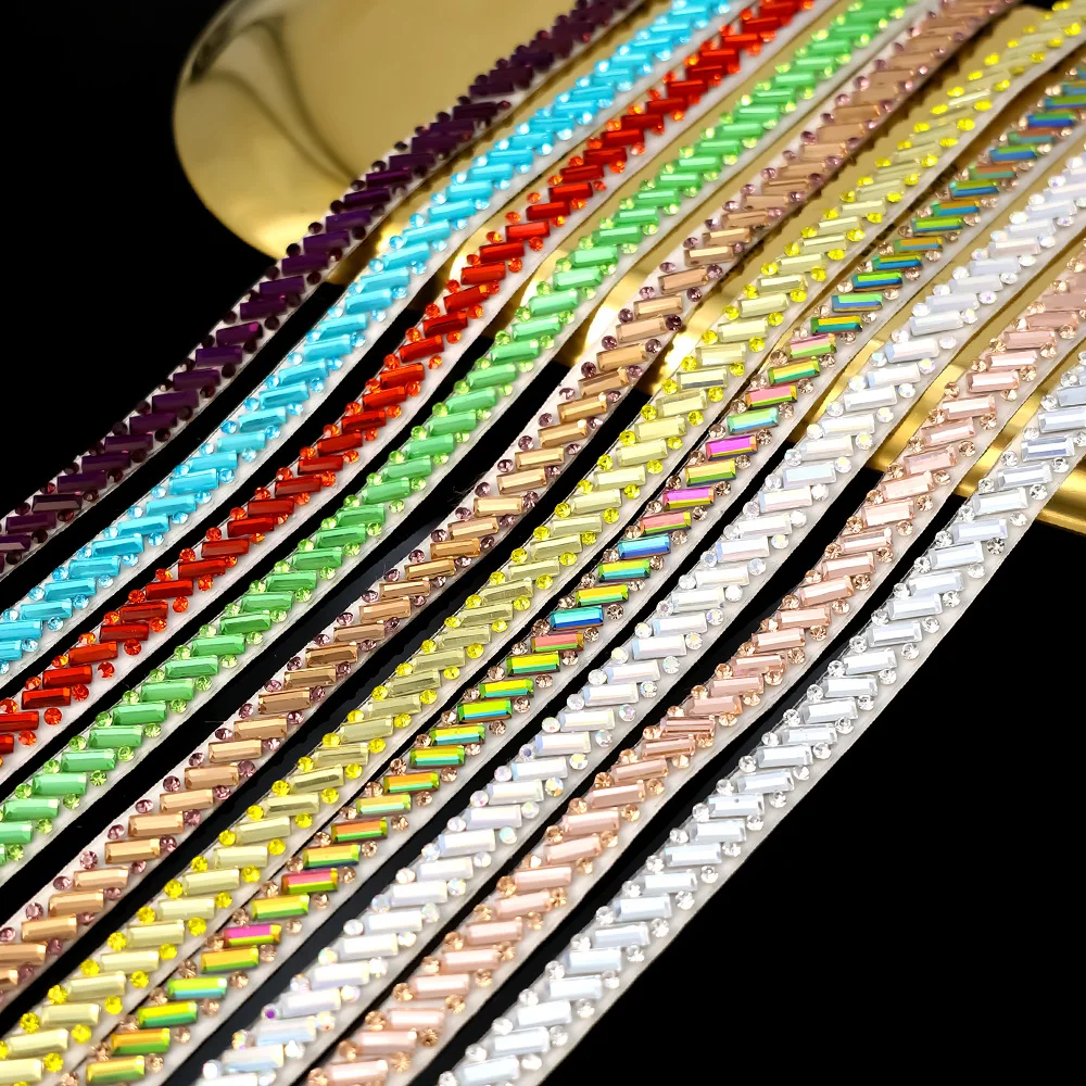 

10Yard Rhinestone Ribbons Glass Diamond Party Gift Trim Decoration DIY Craft Self-Adhesive Sparkling Colorful Rhinestone Sticker