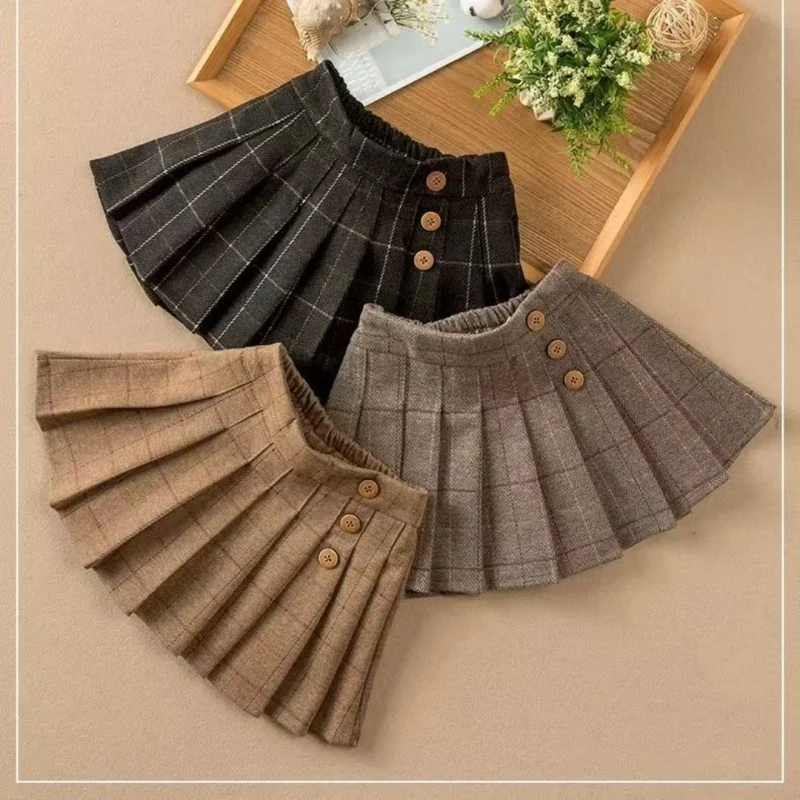 

Girls' Midi Skirt Spring And Autumn New Versatile And Stylish Children's Pleated Skirt Princess Fashionable Bottom Skirt
