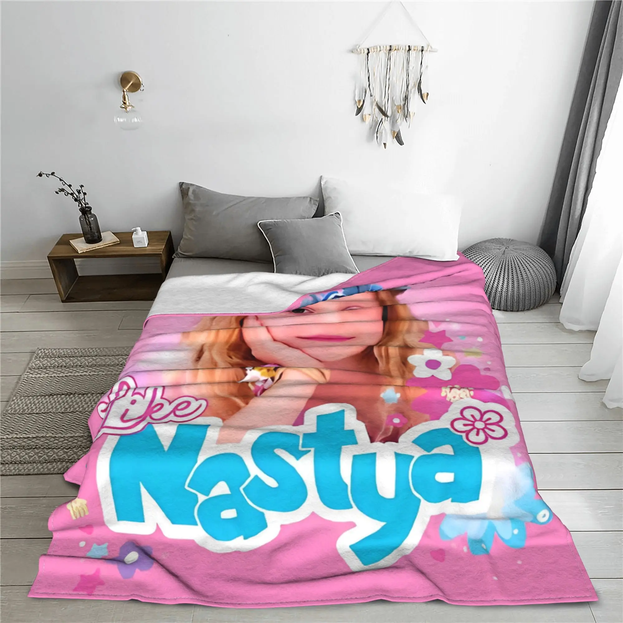 Like Nastya Girl Blanket Fleece All Season Cute Portable Lightweight Thin Throw Blanket for Bed Couch Quilt