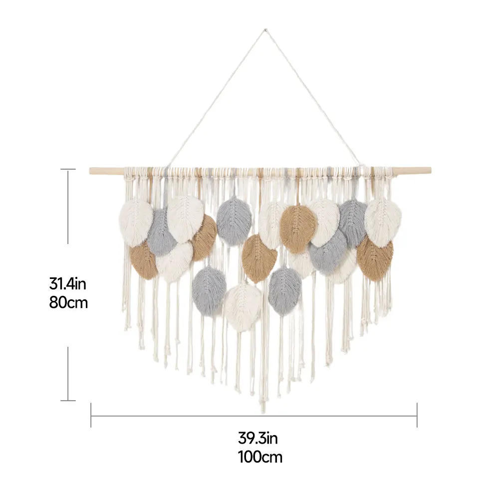 100*80CM Leaf Tapestry Home Decoration Wall Hanging Handwoven Tassel Tapestry Bedroom Living Room Decoration Homegoods