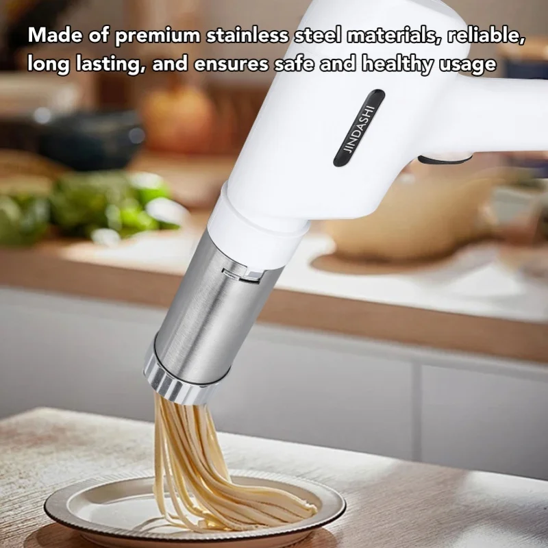 Electric Pasta Maker Stainless Steel Handheld Automatic Pasta Machine Cordless Noodle Maker For Household