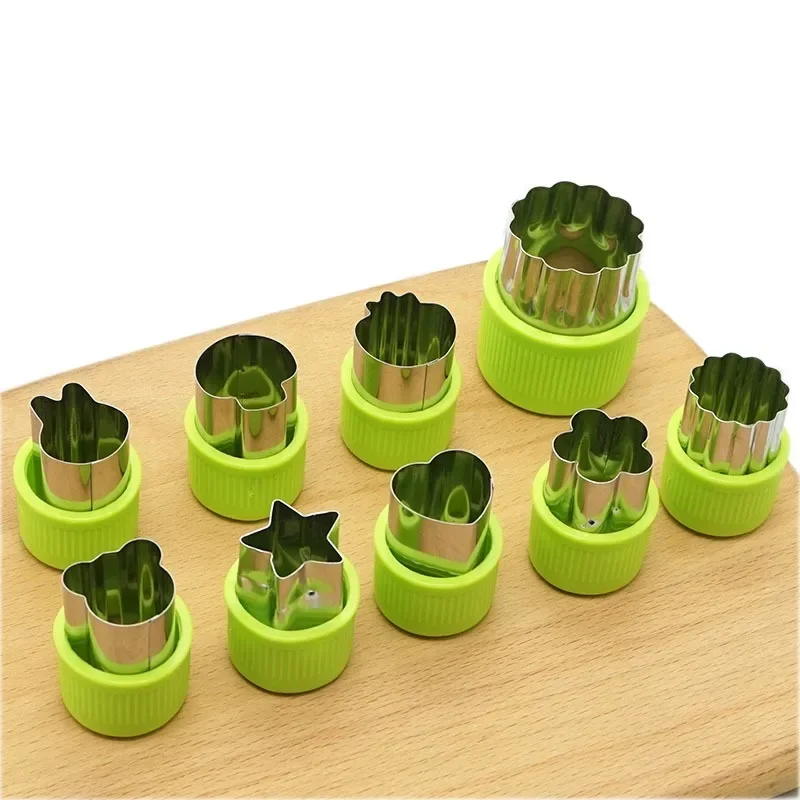 Stainless Steel Vegetable Animal Cartoon Household Fruit Flower Cutter, Baby Food Butterfly Noodle Mold, 9-piece Set, All in One