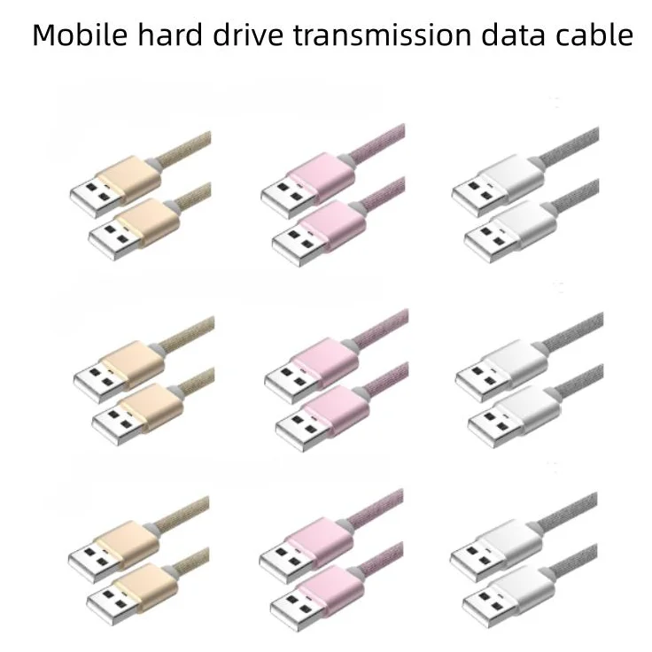 1pcs Double-head Usb Data Cable Public-to-male Double-male Head Turn Two-head Usb Two-way Two-head Mobile Hard Disk Transmission