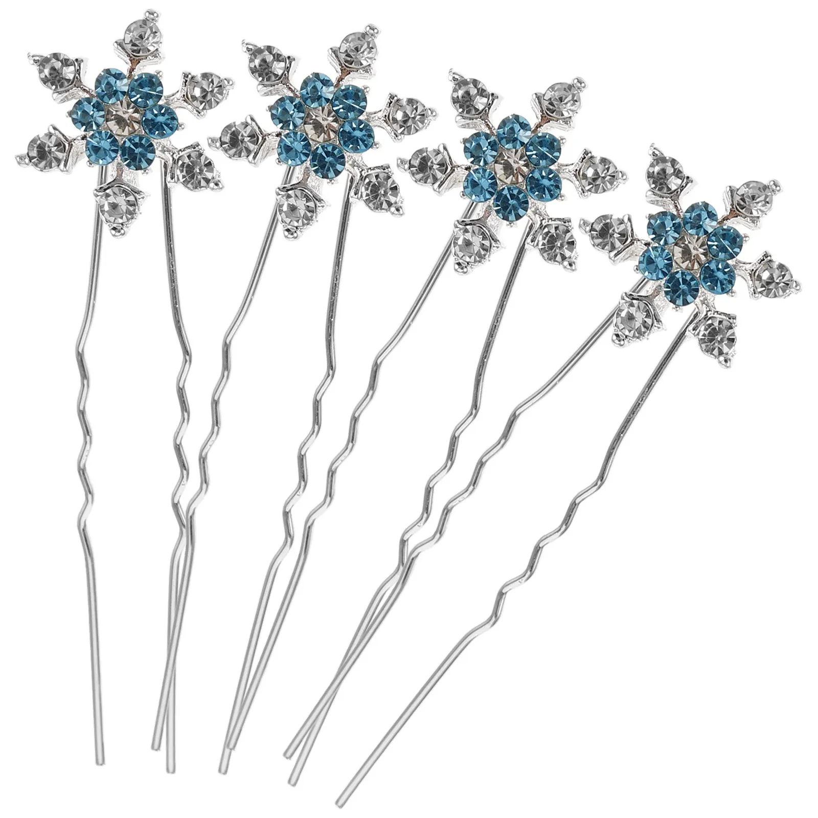 12Pcs Snowflake Design Hairpin Chic Bride Headdress for Special Occasion Fashionable Hair Accessories Women Blue
