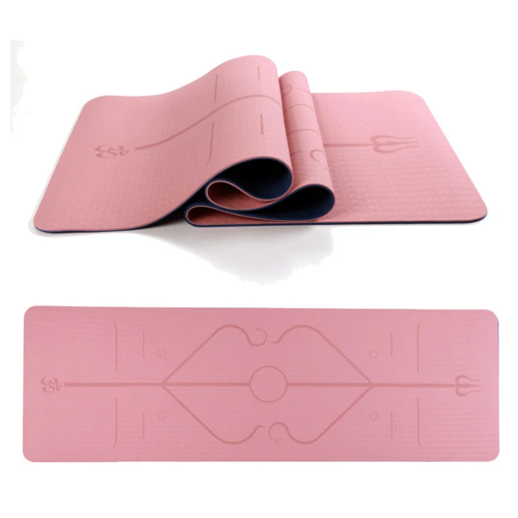 

Wholesale Stock Gym Fitness 6mm TPE Yoga Mat Posture Line Yoga Mat With Carrying Strap