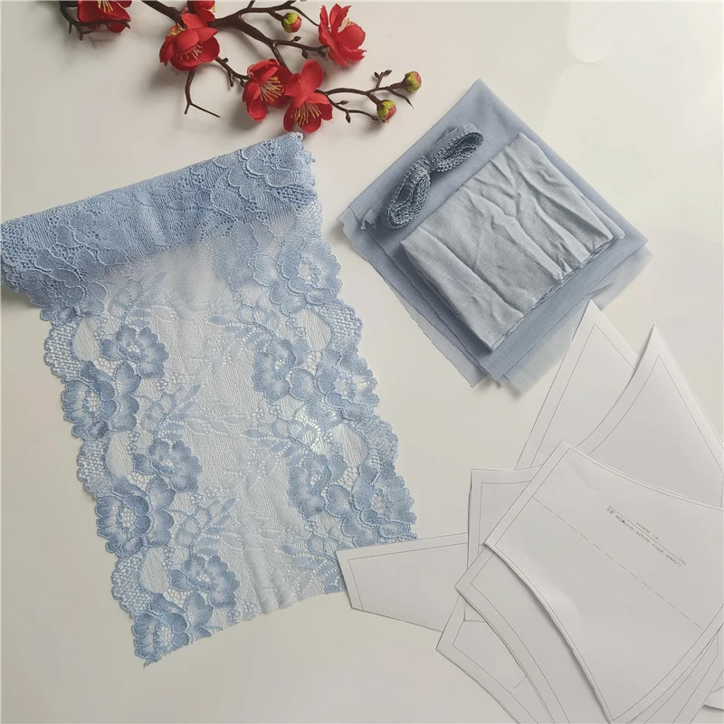 2023Blue Tone Lace Lace Women\'s Underwear Set, Ribbon Bow, Cotton Fabric Underwear Accessories