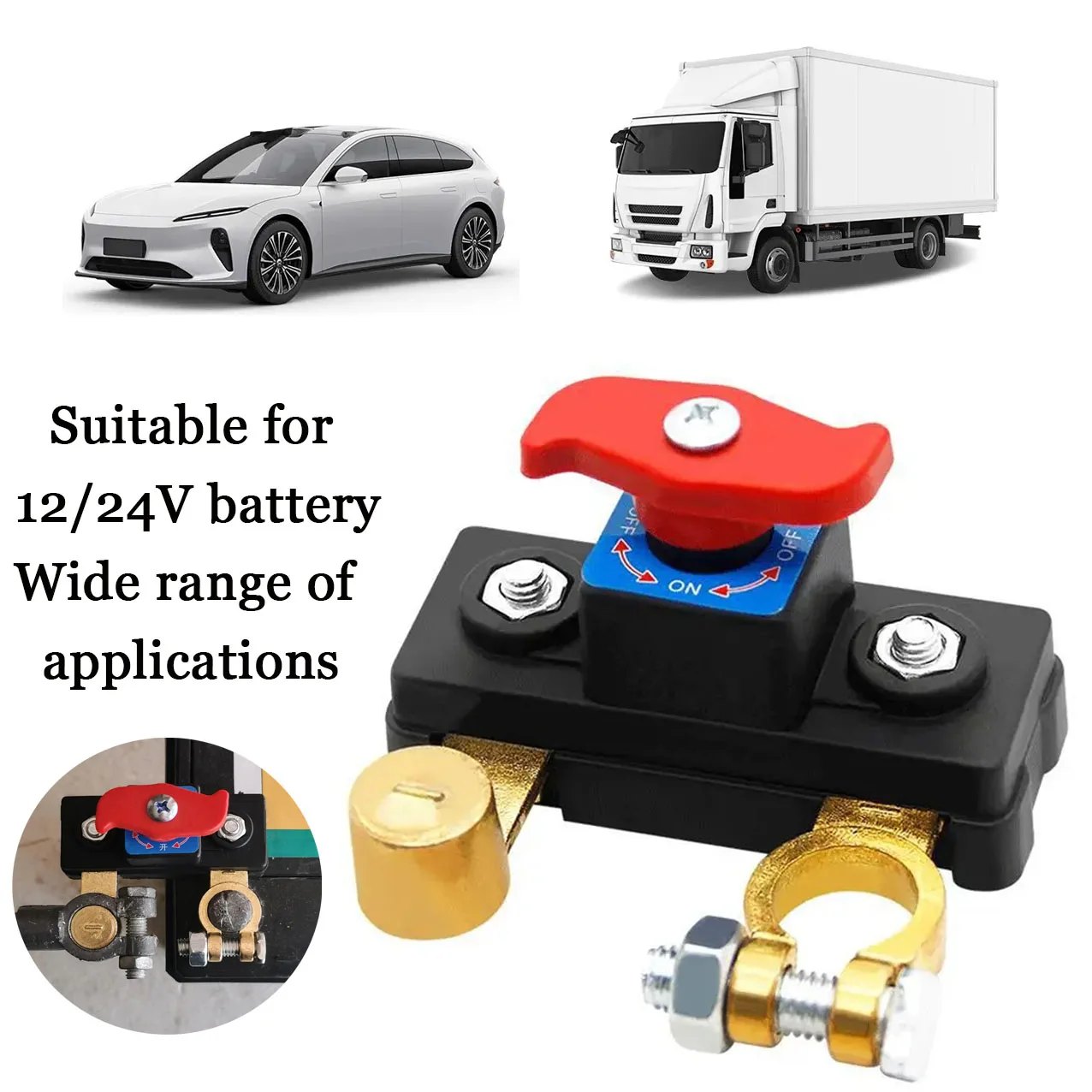 12/24V Car Battery Main Disconnect Switch Quick Disconnect Control Vehicle Terminal Easy To Operate Achieves Battery Management