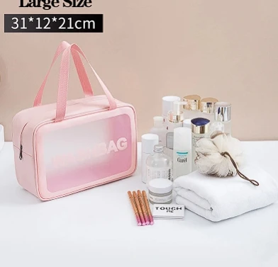 

Women's Portable Travel Makeup Bag Transparent Waterproof Large Capacity Cosmetic Pouch
