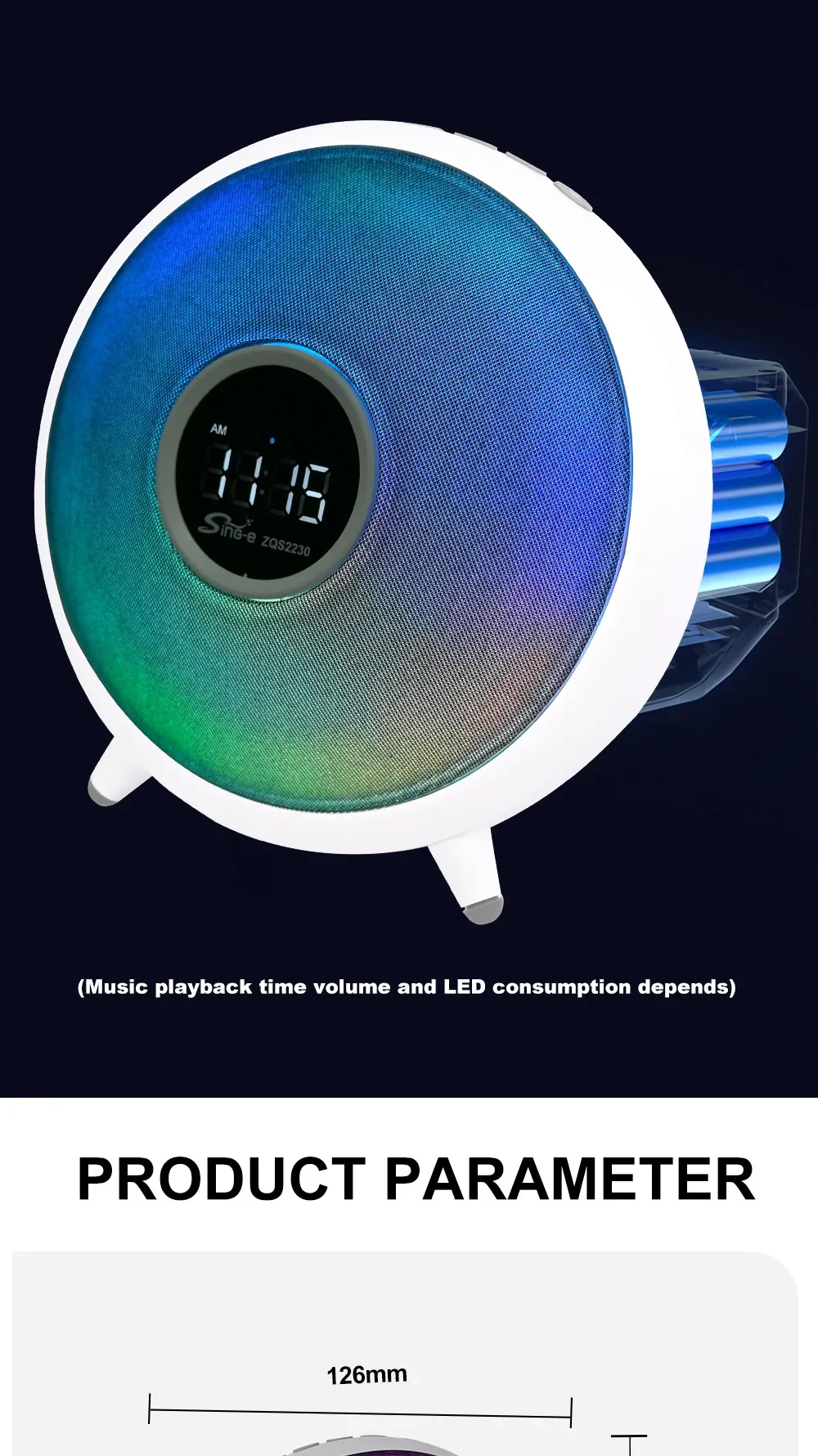 Alto-falante sem fio bluetooth criativo subwoofer exibição de tempo soundbox com despertador função luz mini desktop centro música fm