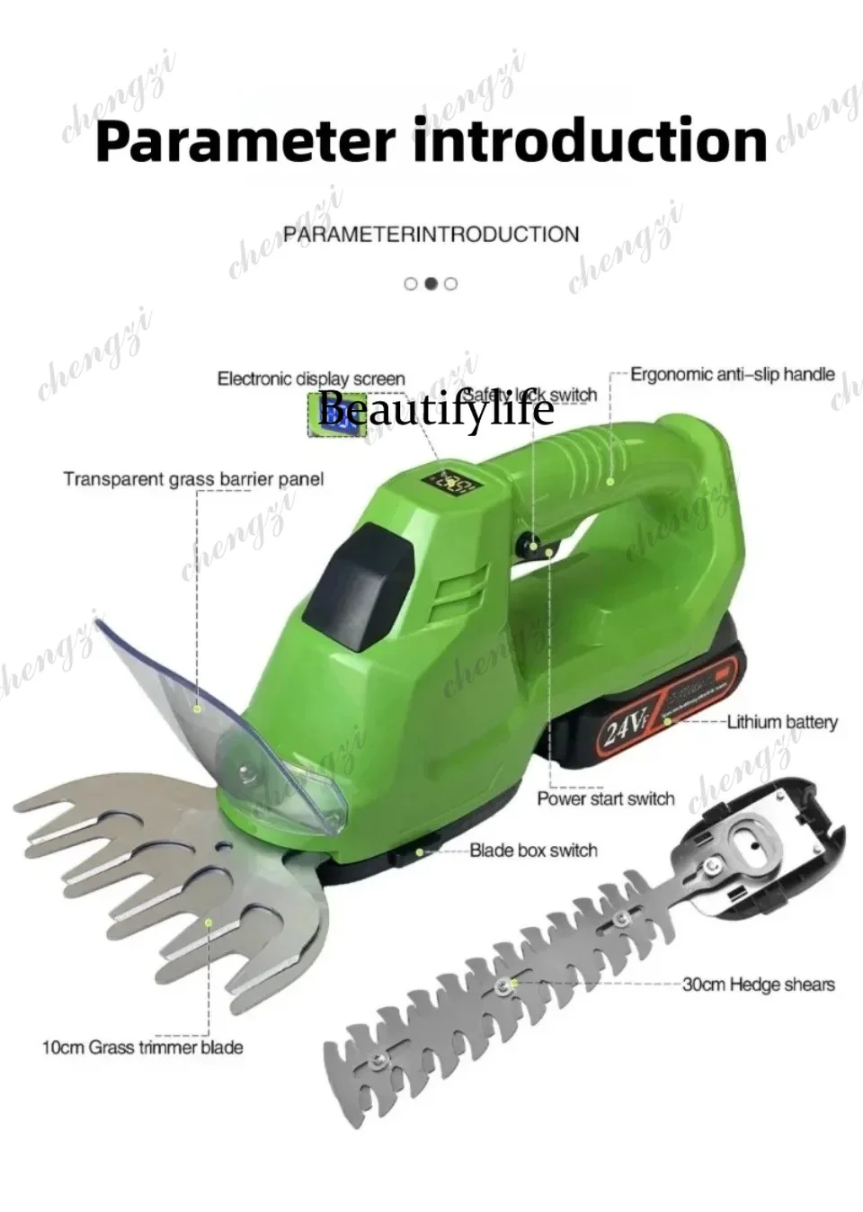 A81 Cordless Hedge Trimmer Electric Handheld Pruning Shears Lithium Battery Powered Garden Grass Cutter Tool view 6