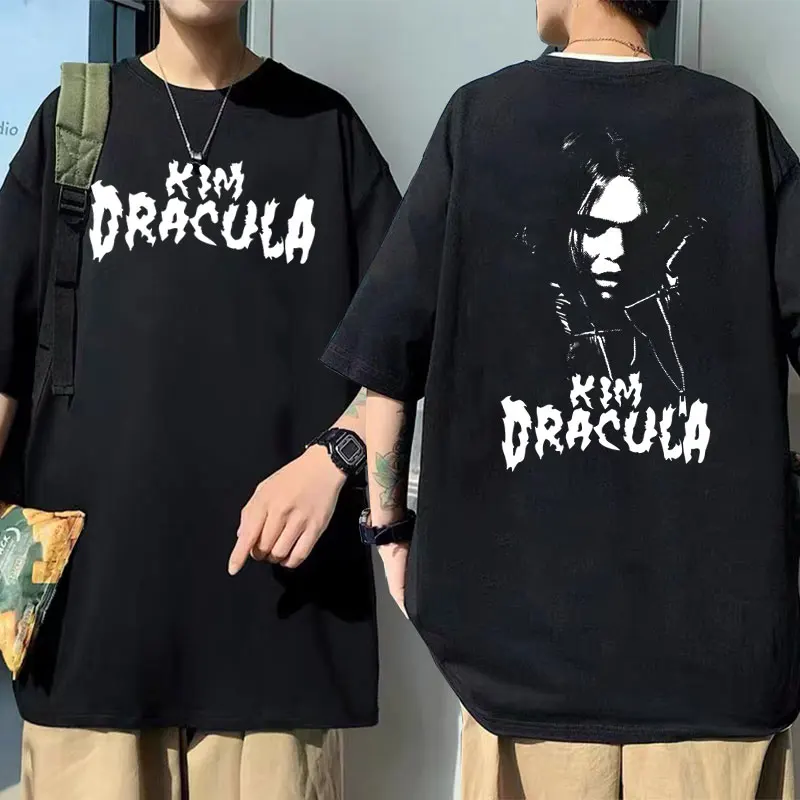 Kim Dracula Double Sided Print T-shirt Men Women Hip Hop Vintage Cool Rock Tshirt Men's Cozy Loose Oversized T Shirt Streetwear