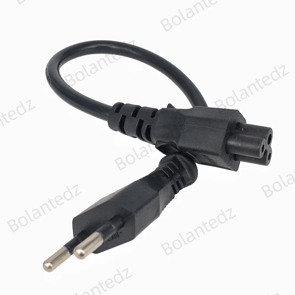 Bolantedz 1/2/5pcs 2pin Male Plug to IEC 320 C5 Adapter Cable For Notebook Power Supply,EU Power Adaptor Cord