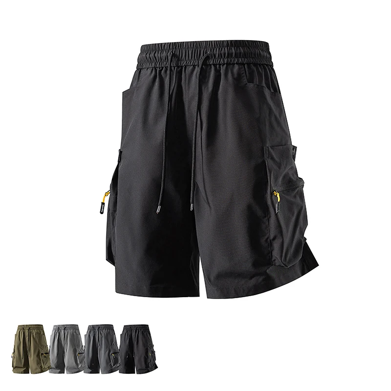

Summer Men's Baggy Cargo Shorts Outdoor Hiking Zipper Multi-pocketShorts Sports Drawstring Casual Knee Length Pants Bermuda Man