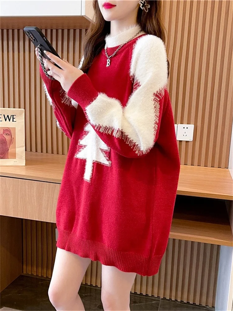 

Hsa 2022 Women Sweater and Winter Christmas Pullovers Casual Long Knitwear Tree Casual Jumpers 2022 Winter Jersey Mujer Y2k Tops