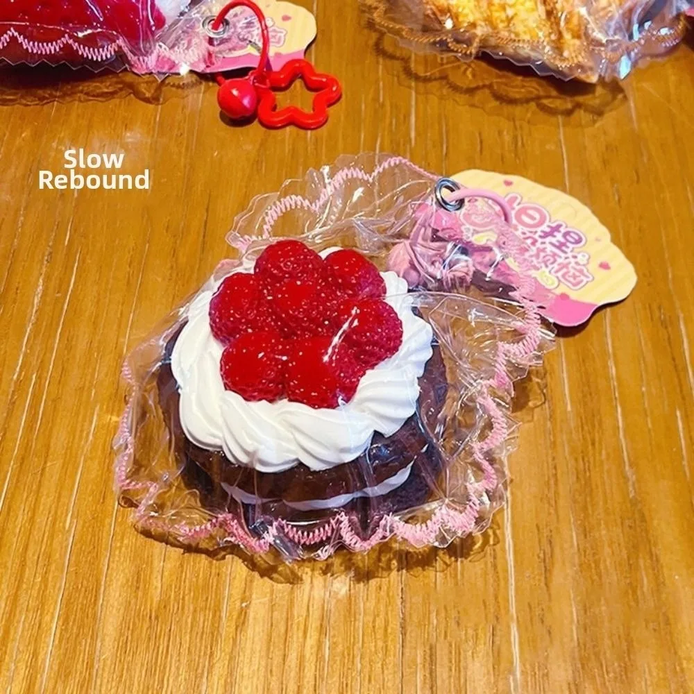 Hand Relax Cute Cake Squishy Keychain Shapable Handmade Strawberry Cake Squishy Keychain Bounce Pinch Bag Pendant Children Gifts