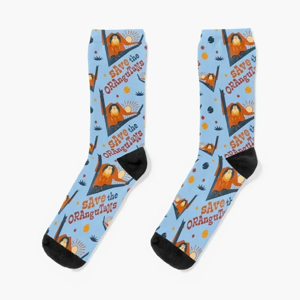 

Save the Orangutans Socks winter men cotton high quality Children's fashionable Socks For Women Men's